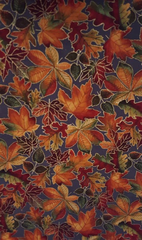 Cotton Fabric Fall Leaves On Gray Autumn Sparkle Chestnut Maple Oak