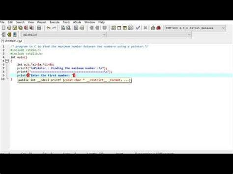 Program In C To Find The Maximum Number Between Two Numbers Using A