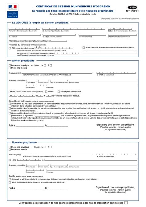 Papier Cession Certificat De Cession Gratuit Pdf Bollbing