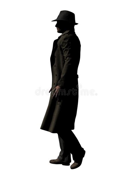 Walking Man In Trenchcoat 3 D Illustration Stock Illustration
