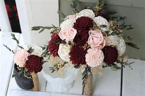 Budget Wedding Bouquets Burgundy Blush Pink Ivory Sola