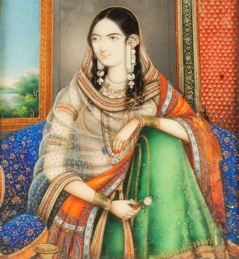 A Portrait Of Mumtaz Mahal Painted On The Top Lid Of An Ivory Box