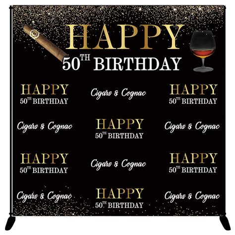 Buy Mehofoto Happy 50th Birthday Backdrop Gold Black Cigars And Cognac