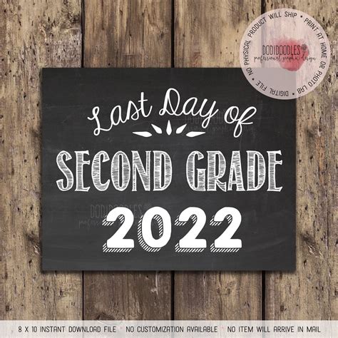 Last Day Of Second Grade 2022 School Printable Last Day Of Etsy