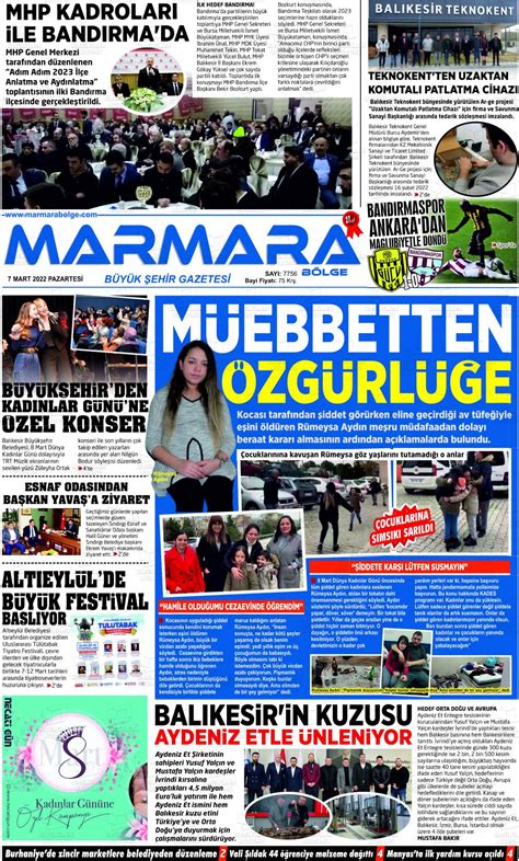 07 Mart 2022 tarihli Marmara Bölge Gazete Manşetleri