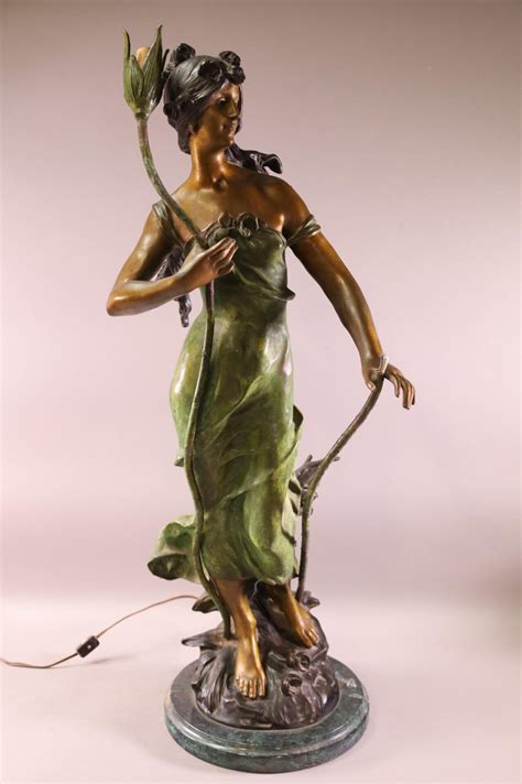 Bronze Lady Lamp As Is Redlands Antique Auction