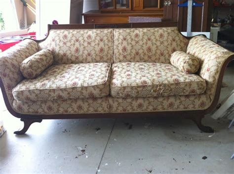 Duncan phyfe style black leather sofa. ducan {before and after}