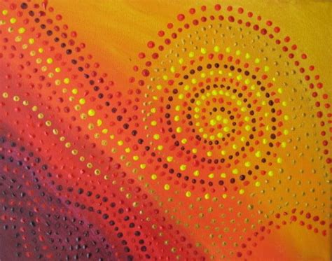 Aboriginal Art Dotted Painting Strong Accent Colours Representing