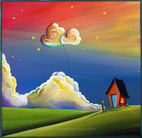 Cindy Thornton Art Original Whimsical Cloud Fantasy Landscape Night