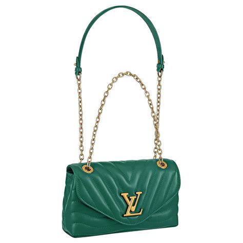 louis vuitton lv new wave chain bag new green leather ref 330205 joli closet