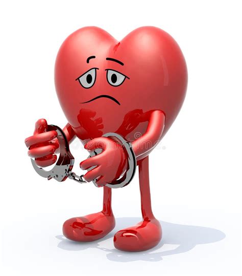 Heart With Arms Legs Face And Handcuffs On Hands Stock Illustration