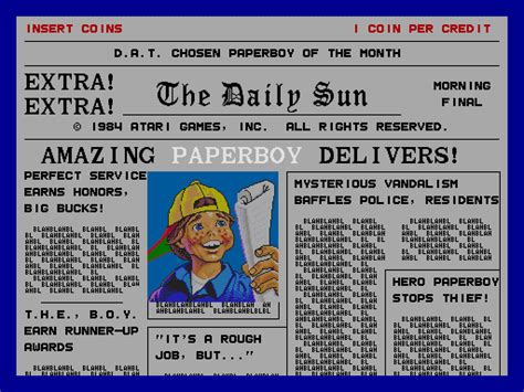 Paperboy Videogame By Atari Games