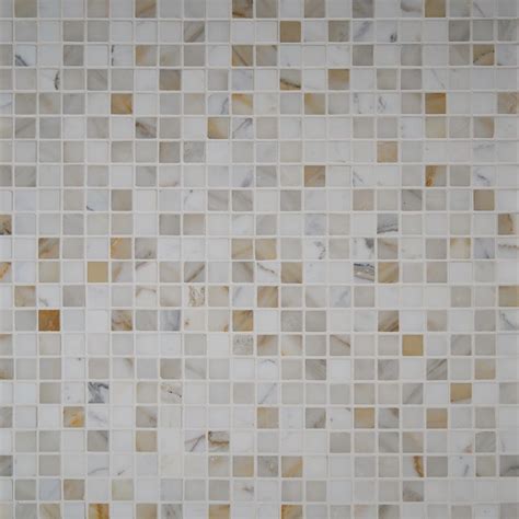 Calacatta Gold 1x1 Polished Marble Mosaic Backsplash Tile Usa