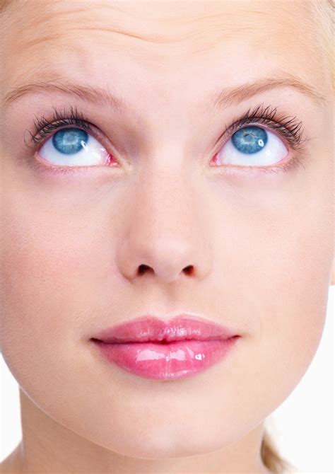 Women Model Face Blue Eyes White Background Portrait Gloss Lips