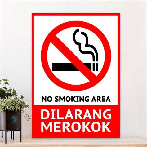 Jual Poster Sign Dilarang Merokok Hiasan Dinding Wall Decor Tanda Larangan No Smoking Shopee