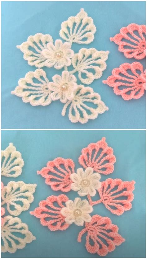 how-to-make-flower-applique-with-leaves-crochet-ideas