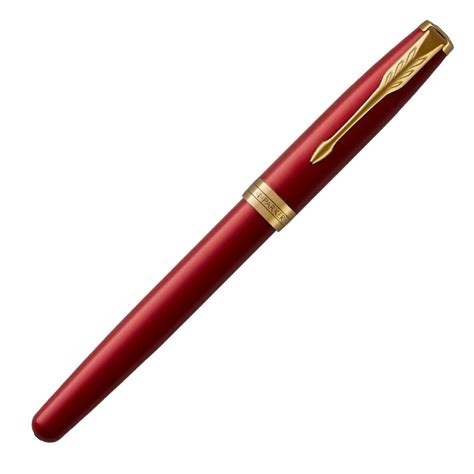Parker Sonnet Red Lacquer Gold Trim Fountain Pen