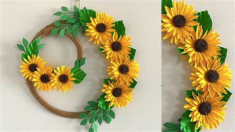 Easy Flower Wall Decoration Ideas Diy Paper Sunflower Wreath Wall