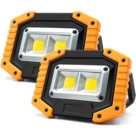 Portable 2 Cob Led Work Light 30w 1500lm Rechargeable Waterproof Cob