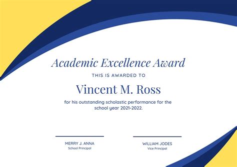Certificate Of Academic Excellence Award Free Editable 1 Certificate
