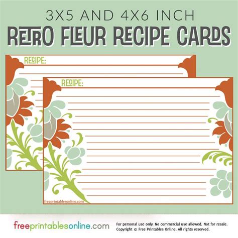 Free Printable Recipe Cards 4x6