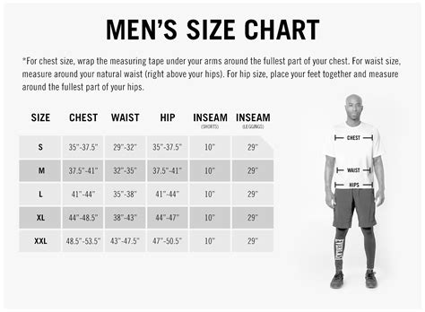 Kmart Mens Clothing Size Chart