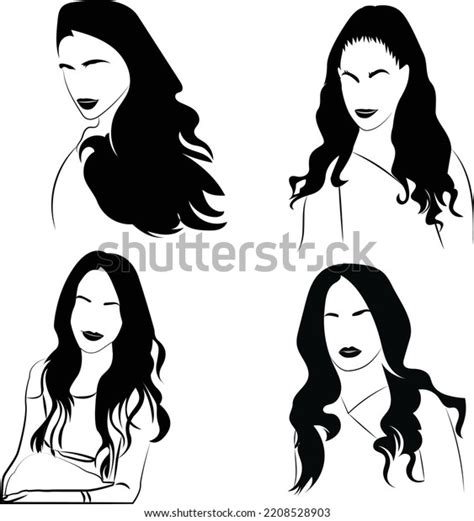 Woman Hairstyle Silhouettes Vector Artwork This Stock Vector Royalty