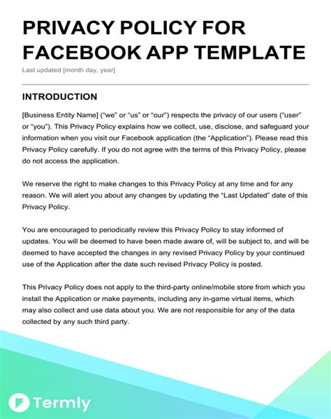 Free Privacy Policy Templates Website Mobile Fb App Termly