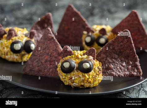 Bat Cheese Ball For Halloween Party Stock Photo Alamy