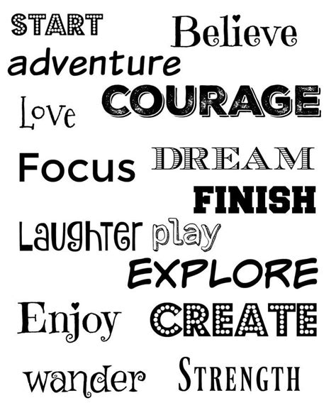 Free Printable Inspirational Words For Vision Boards Vision Board