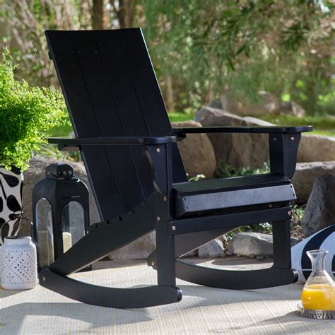 Structured in black metal rod with seat and. Belham Living Portside Modern Adirondack Rocking Chair ...