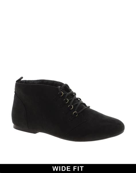 Asos Lace Up Flat Ankle Boots In Black Lyst