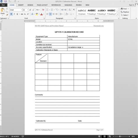 Certificate Templates Calibration Certificate Template Excel