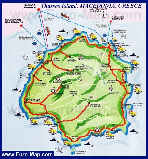 Карты Тасоса Туристическая карта острова Тасос Карта острова Тасос