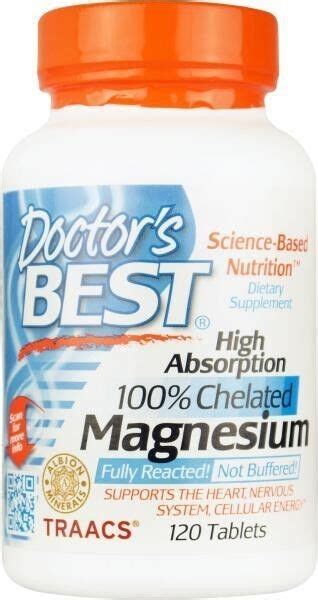Doctors Best High Absorption 100 Chelated Magnesium 120 Tablets For