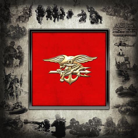 U S Navy S E A Ls Trident Emblem Over Navy Seals Collage Digital Art
