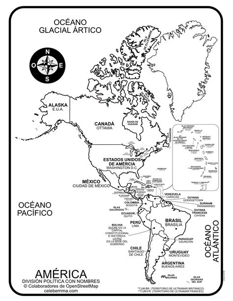Mapa Del Continente Americano Con Division Politica Y Nombres
