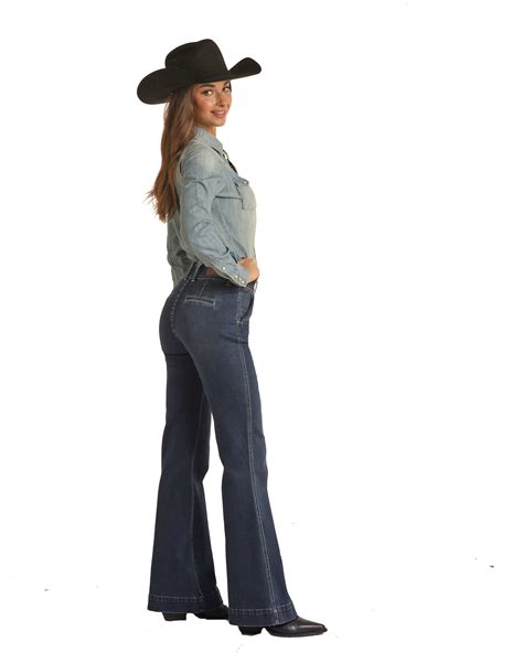 Rock And Roll Cowgirl Womens High Rise Extra Stretch Front Flap Pocket Los Vaqueros Western Wear