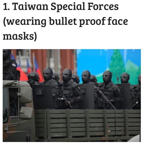 Taiwan Special Forces Wearing Bullet Proof Face Masks Ballistic Mask