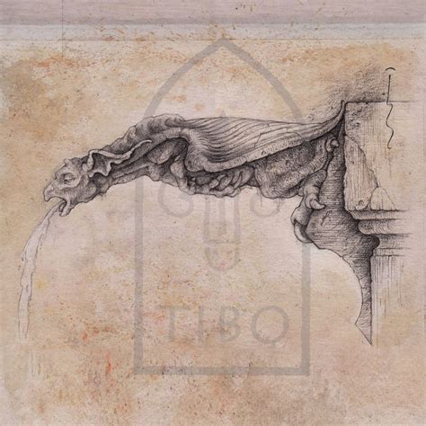 Beautiful Drawing Of An Original Gargoyle Drawn By Tibogargoyles
