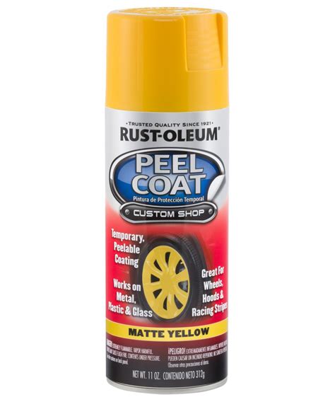 Rust Oleum 284318 11 Ounce Matte Yellow Peel Coat Spray Paint At