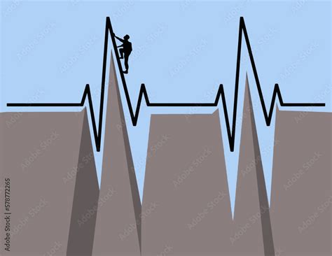 A Bouldering Climbing Guy Is Seen Scaling The Slope Of An Ekg Graph