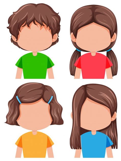 Free Vector Set Of Brunette Girl Different Hairstyle Actividades De