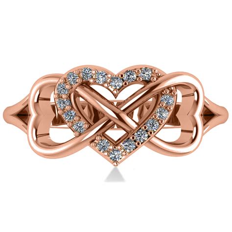 Infinity Heart Diamond Accented Fashion Ring 14k Rose Gold 017ct Ad5123