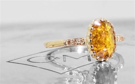 203 Carat Amber Diamond Ring In Yellow Gold Chinchar Maloney