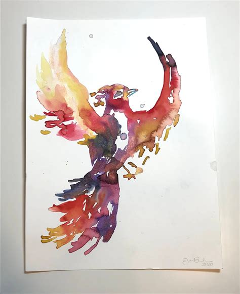 Original Watercolor Phoenix Paintingthis Is Not The Etsy In 2021