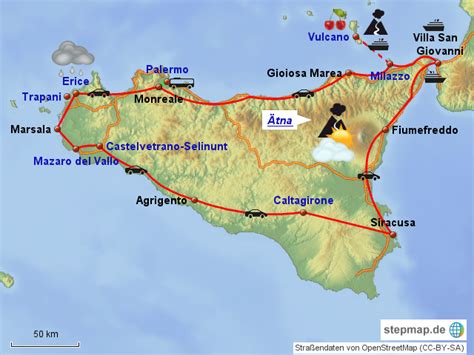 Karte von sizilien (insel in italien) | welt. Sizilien-2012 von Eurostar - Landkarte für Sizilien