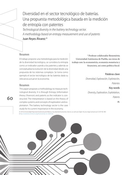 PDF Diversidad en el sector tecnológico de baterías Una propuesta