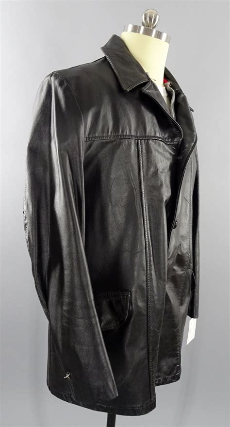 1970s Vintage Black Leather Jacket 34 Length Mafia Gangster Etsy