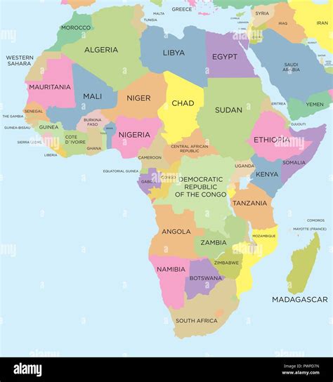 Colorata Mappa Politica Dell Africa Dettagliata Illustrazione My XXX
